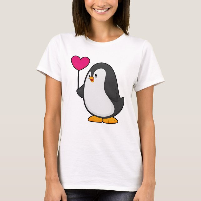Penguin with Heart Balloon T-Shirt (Front)