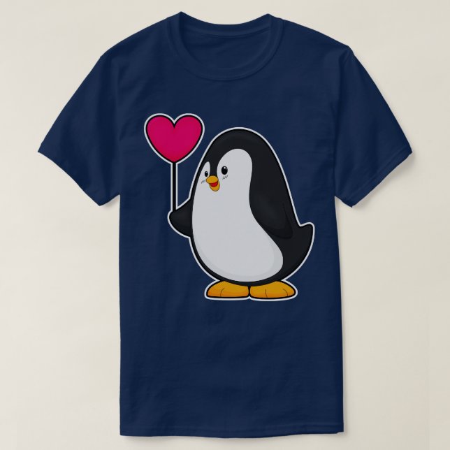 Penguin with Heart Balloon T-Shirt (Design Front)