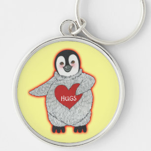 Penguin with Heart Hugs Keychain
