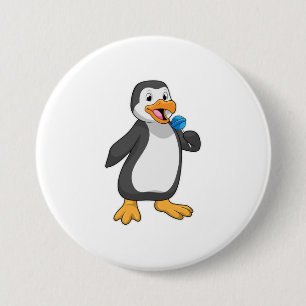 Penguin with Lollipop Sweets 3 Inch Round Button