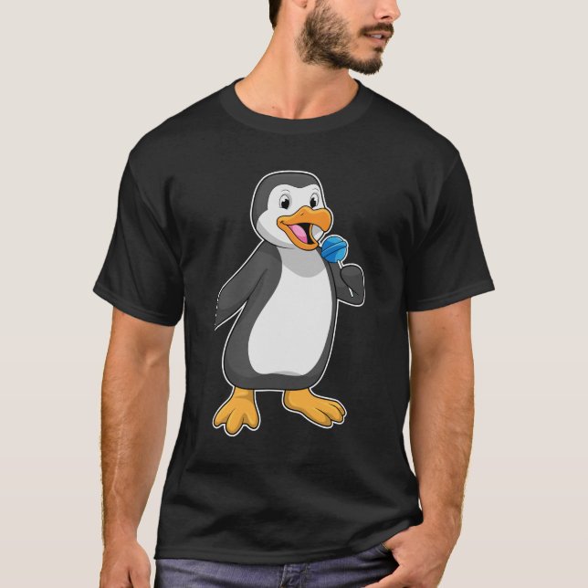 Penguin with Lollipop Sweets T-Shirt (Front)