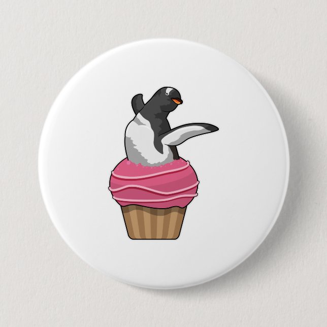 Penguin with Muffin 3 Inch Round Button (Front)