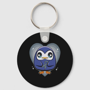 Penguin With Ribbon World Dyslexia Awareness  Keychain
