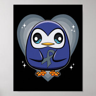 Penguin With Ribbon World Dyslexia Awareness  Poster