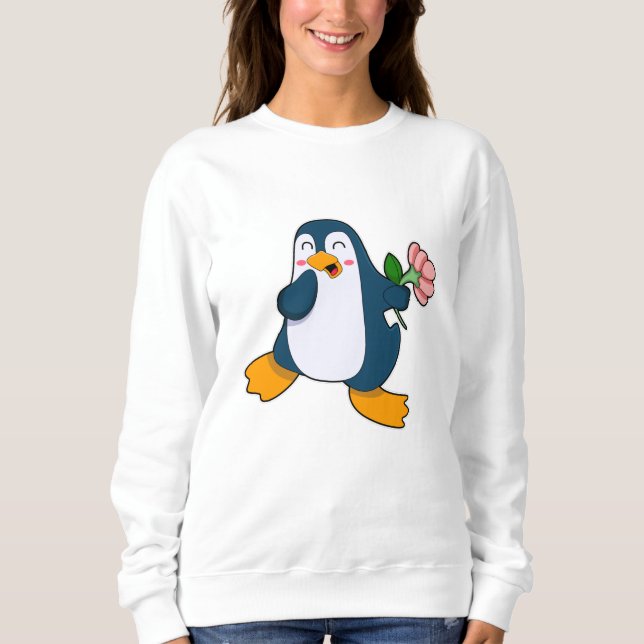 Penguin with rosa Flower Sweatshirt (Front)