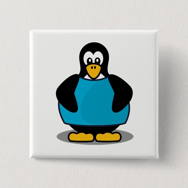 Penguin with shirt 2 inch square button (Front)