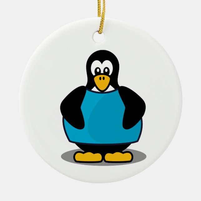 Penguin with shirt ceramic ornament (Front)