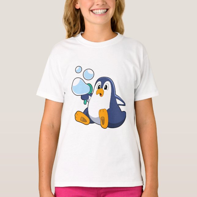 Penguin with Soap bubbles.PNG T-Shirt (Front)