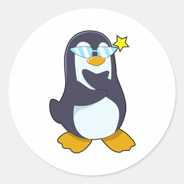 Penguin with Sunglasses Classic Round Sticker (Front)