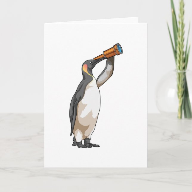 Penguin with Telescope Card (Front)