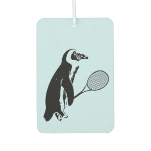 Penguin with Tennis Racquet and Blue Background Air Freshener