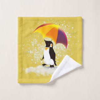 Penguin with Umbrella Wash Cloth