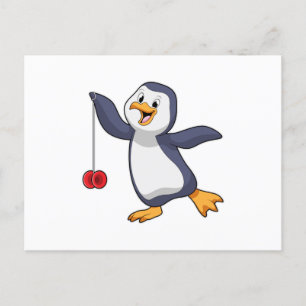 Penguin with Yo-Yo Postcard