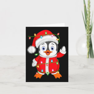 Penguin Xmas Lighting Santa Costume Penguin Christ Card