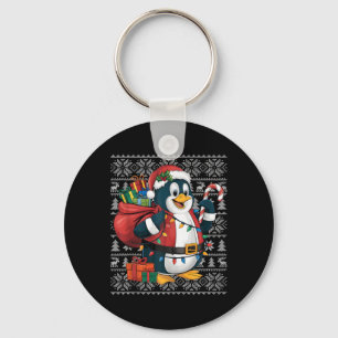 Penguin Xmas Sweater Style Ugly Santa Penguin Chri Keychain