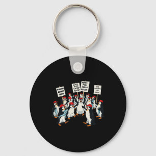 Penguins Against Tariff Funny Penguin Anti-tariff  Keychain