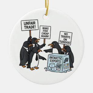 Penguins Against Tariffs Anti Trump  Ceramic Ornament