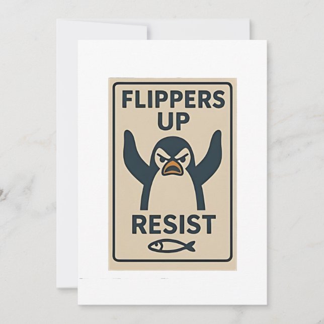 Penguins Against Tariffs Anti Trump Garden Flag   Holiday Card (Front)