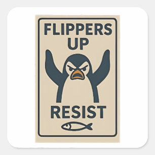Penguins Against Tariffs Anti Trump Garden Flag   Square Sticker