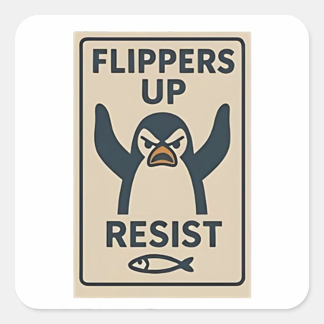 Penguins Against Tariffs Anti Trump Garden Flag   Square Sticker (Front)