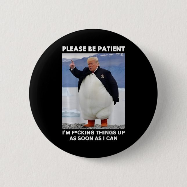 Penguins Against Tariffs Anti-trump Protest Hands  2 Inch Round Button (Front)