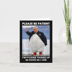 Penguins Against Tariffs Anti-trump Protest Hands Card