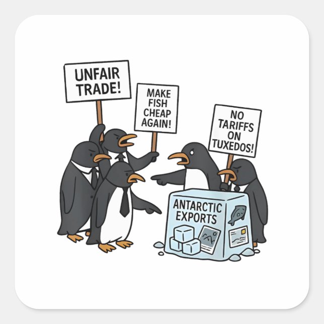 Penguins Against Tariffs Anti Trump  Square Sticker (Front)