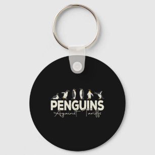 Penguins Against Tariffs Funny Animal Retro Resist Keychain