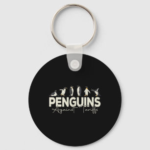 Penguins Against Tariffs Funny Animal Retro Resist Keychain