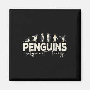 Penguins Against Tariffs Funny Animal Retro Resist Magnet