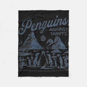 Penguins Against Tariffs Heard Island Funny Trump Fleece Blanket