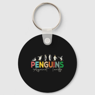 Penguins Against Tariffs Humour Animal Retro Resis Keychain
