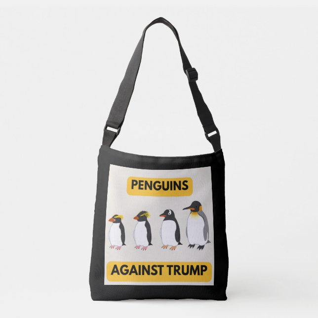 Penguins Against Trump Crossbody Bag (Front)