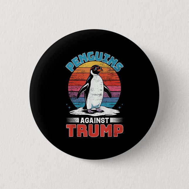Penguins Against Trump Penguin Flippers Up Anti Tr 2 Inch Round Button (Front)