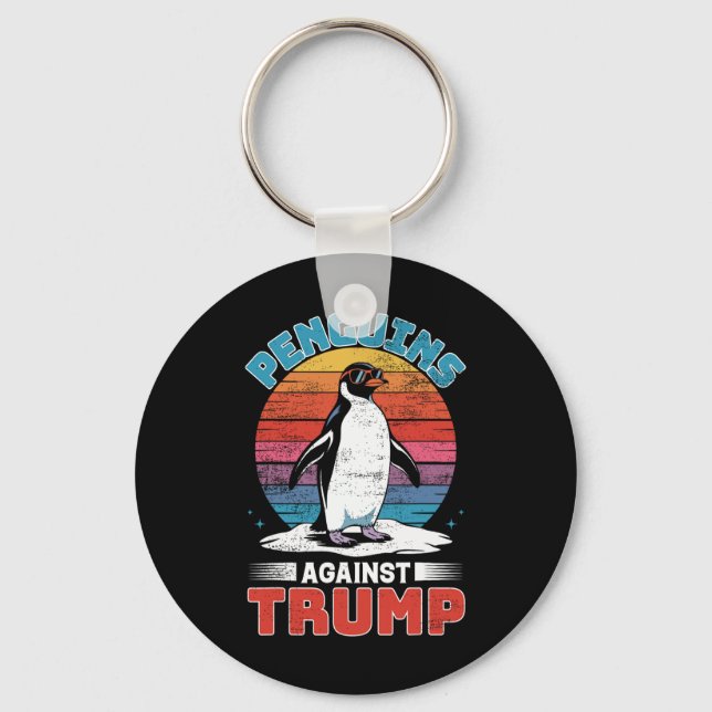 Penguins Against Trump Penguin Flippers Up Anti Tr Keychain (Front)