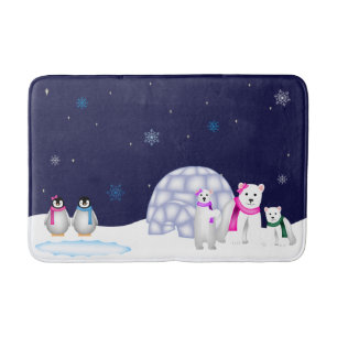 Penguins and Polar Bears Bath Mat
