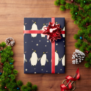 Penguins at Night Wrapping Paper