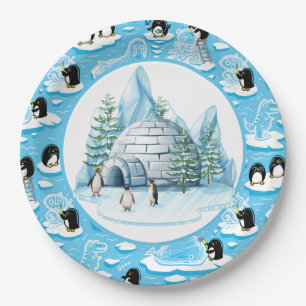 Penguins At Play Paper Plate