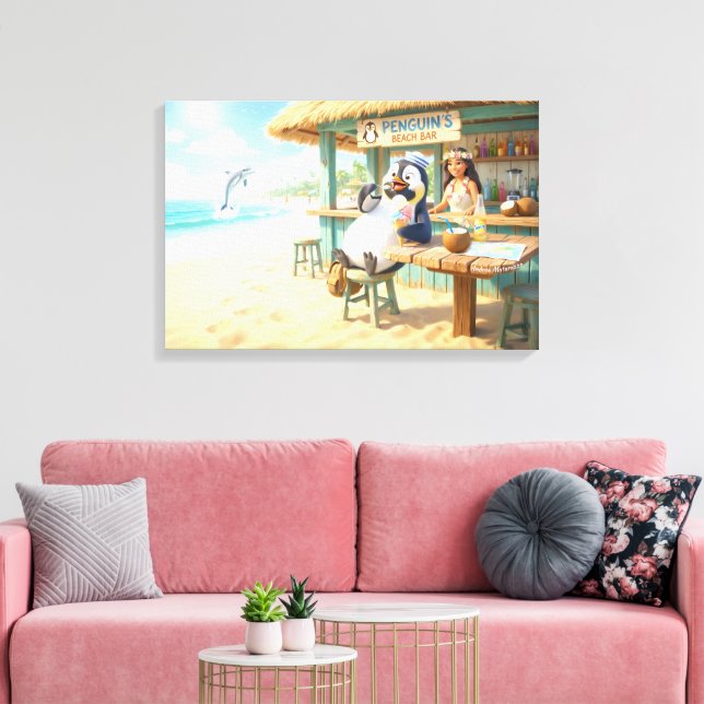 Penguin's Beach Bar Canvas Print (Insitu(LivingRoom))
