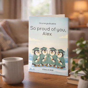 Penguins Celebrating Graduation   XL Custom Card