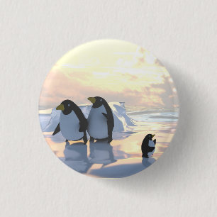 penguins chilling on an ice floe 1 inch round button