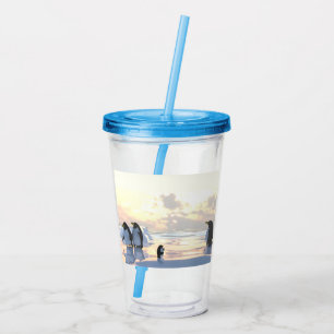 penguins chilling on an ice floe acrylic tumbler