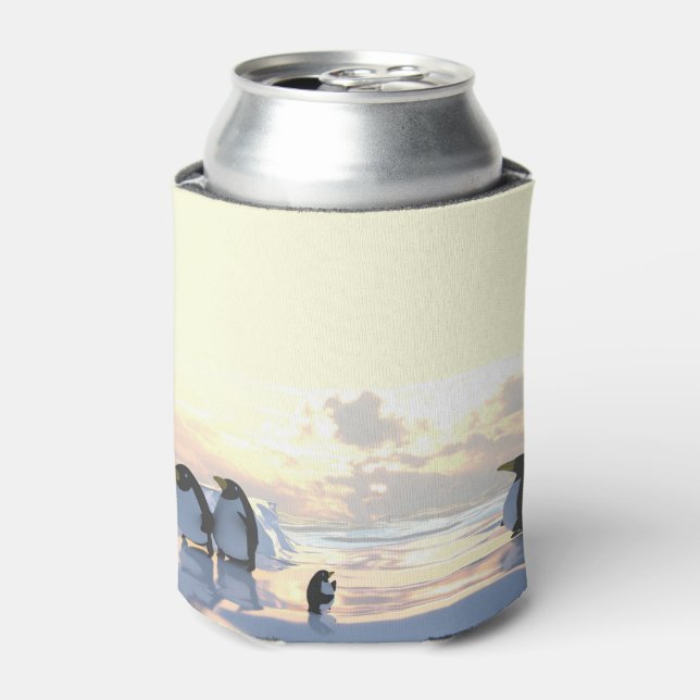  penguins chilling on an ice floe     can cooler (Can Front)