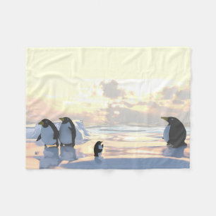 penguins chilling on an ice floe fleece blanket