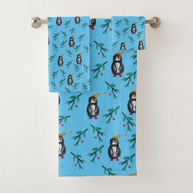 Penguins Christmas Time Towel Set (Insitu)