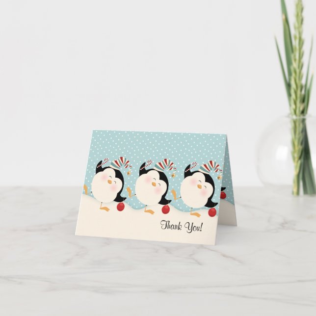 Penguins de Noël Merci Notes (Devant)