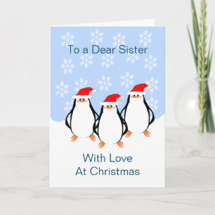 Penguins Design Sister Christmas Holiday Card