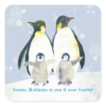 Penguins d'hiver, Stickers Enveloppe Joyous Holida