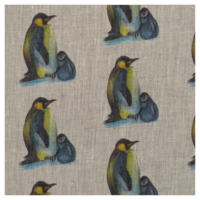 Penguins Drawing Fabric (Swatch)
