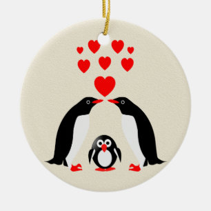 Penguins family ceramic ornament